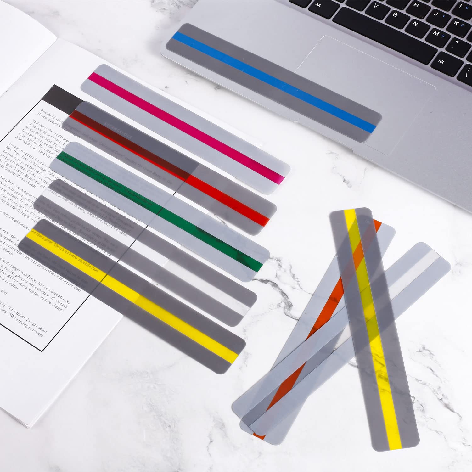 Strisce Per Lettura - 10 Guida Lettura Per Dislessia, Colorate E Impermeabili