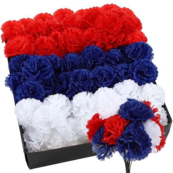 Patriotic Silk Carnations for DIY Bouquets
