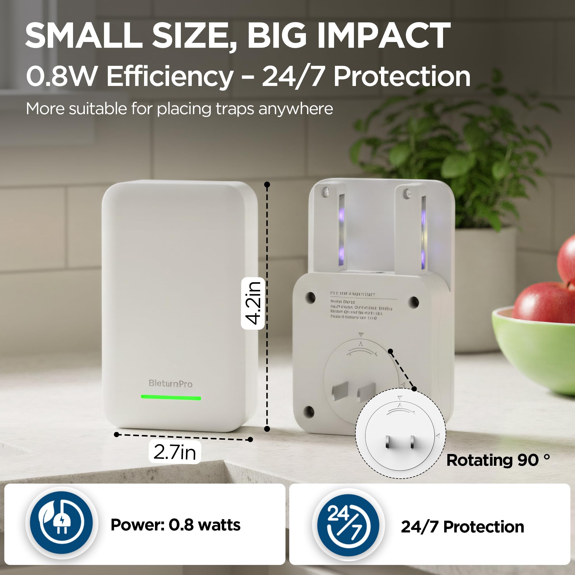 Fruchtfliegenfallen Mückenfallen für Haus drinnen (2 Geräte + 10 Nachfüllungen), 3-in-1 UV + Blau+Gelblicht-Plug-In Insektenfalle, NAT-Killer, fliegende Insektenfalle für Fruchtfliegen, Motten,