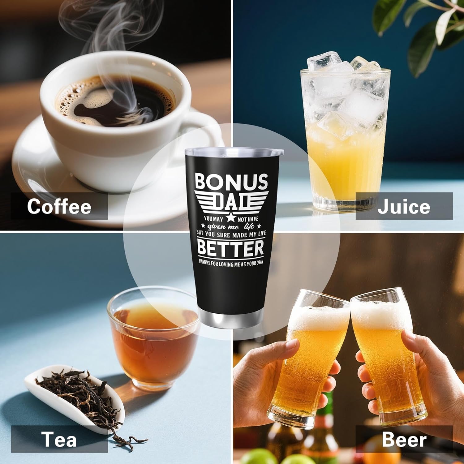 Best Bonus Dad Gifts, 20 Oz Insulated Bonus Dad Travel Tumbler, Stepdad Birthday Gifts, Travel Mug Gift for Stepdad - Image 4