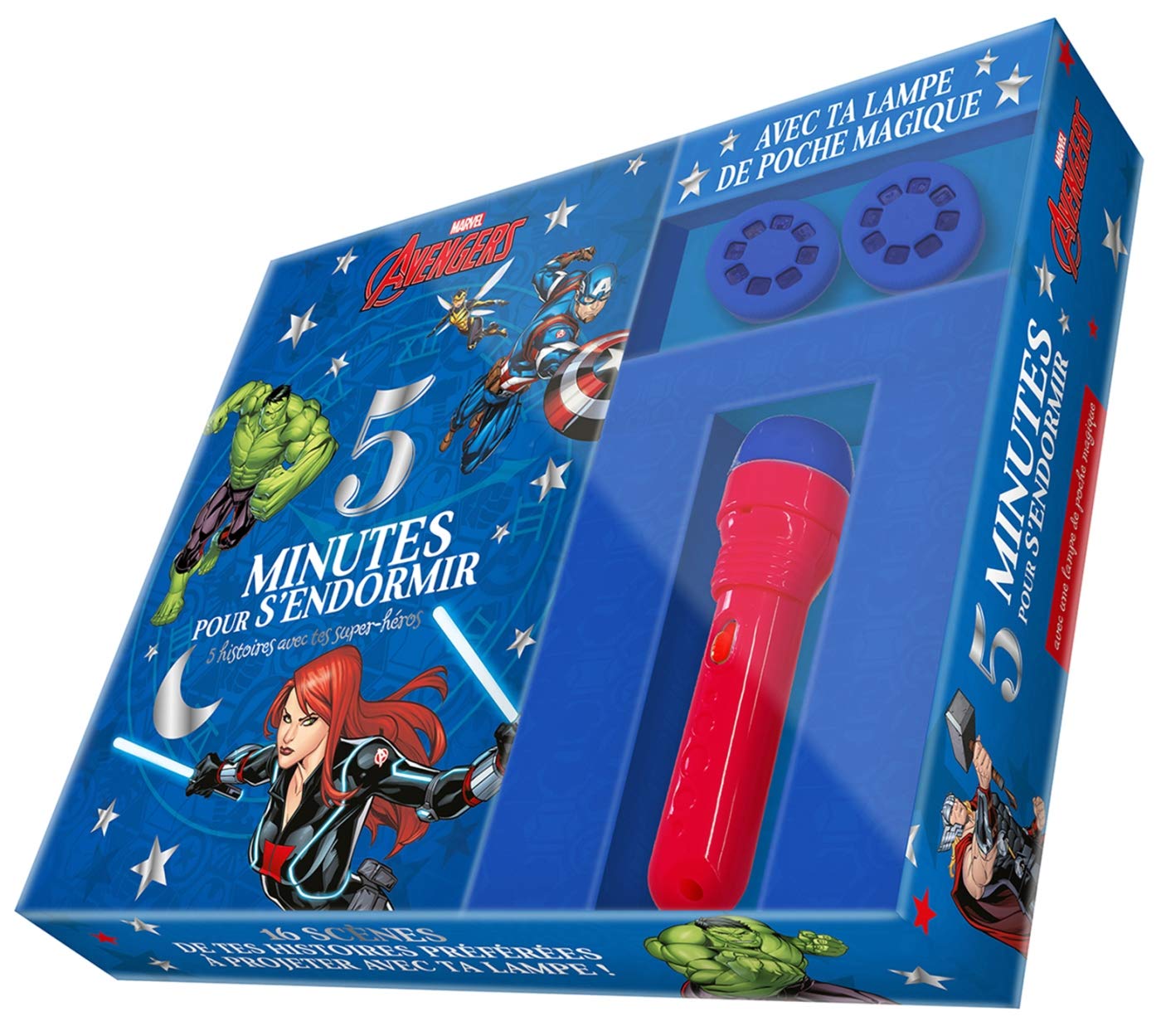 AVENGERS - Coffret 5 Minutes pour S'endormir - 5 Minutes avec tes Super-Héros - MARVEL: 5 histoires avec tes super héros avec lampe projecteur