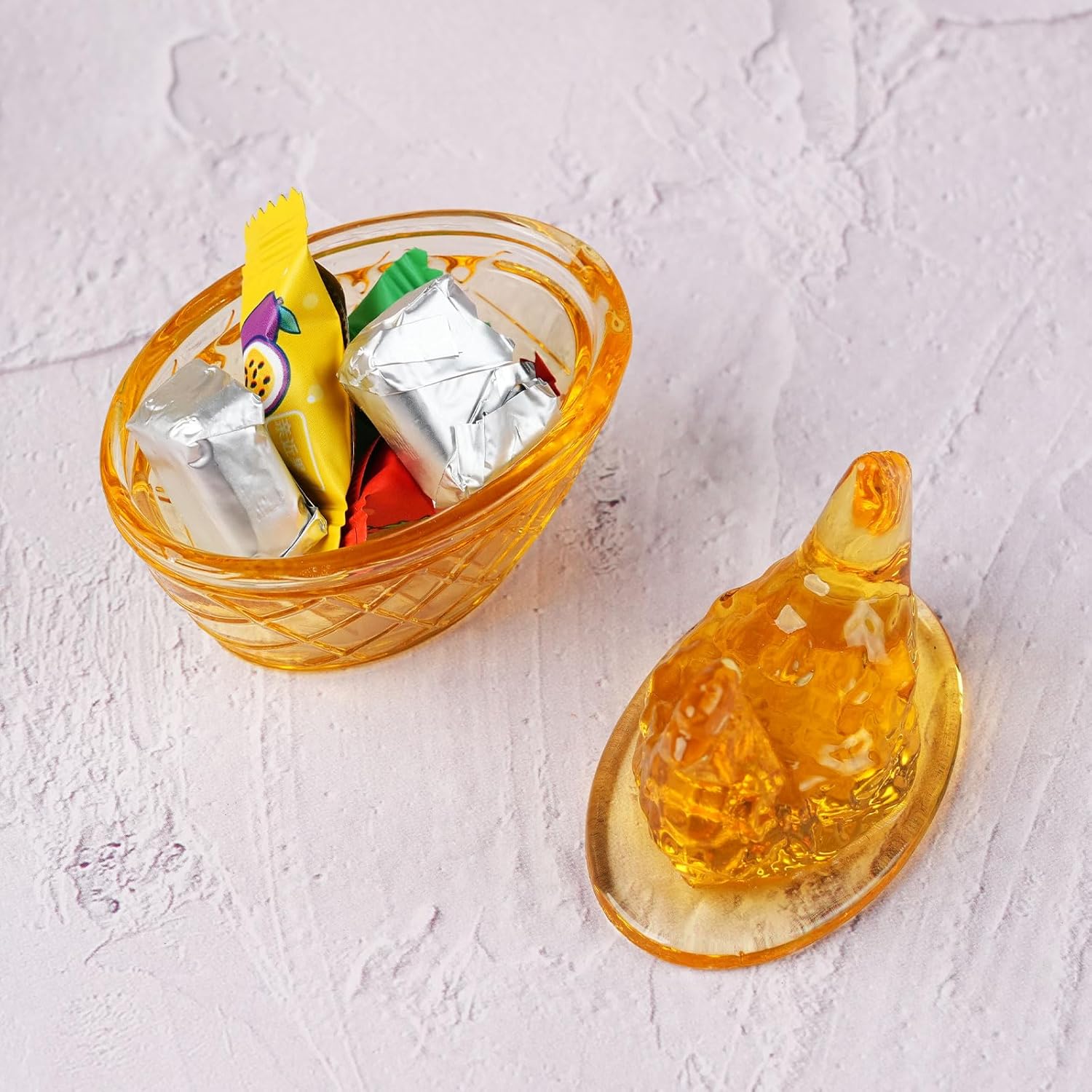 Cute Mini Glass Crystal Hens On Nests, Removable Lid Glass Crystal Figurine for Easter Christmas Farm Gifts (Set of 4)