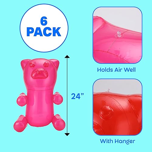 Miniatura 7 de 4E's Novelty Ositos inflables de goma enormes de 24 pulgadas, ideales para decoraciones de fiestas, juguetes únicos de piscina inflables para niños,