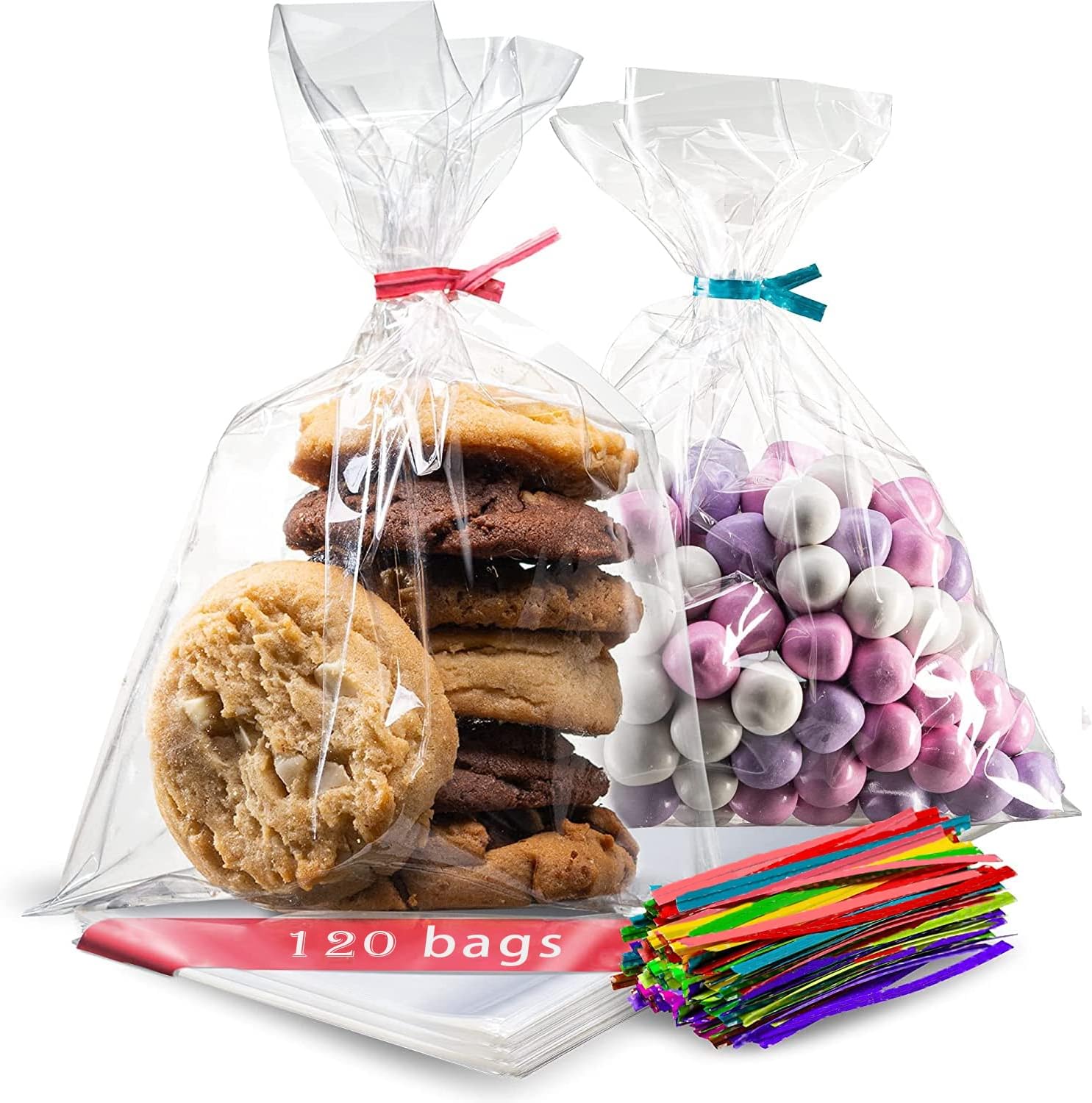 Sacs à biscuits, 120 sacs en cellophane, sacs à bonbons transparents