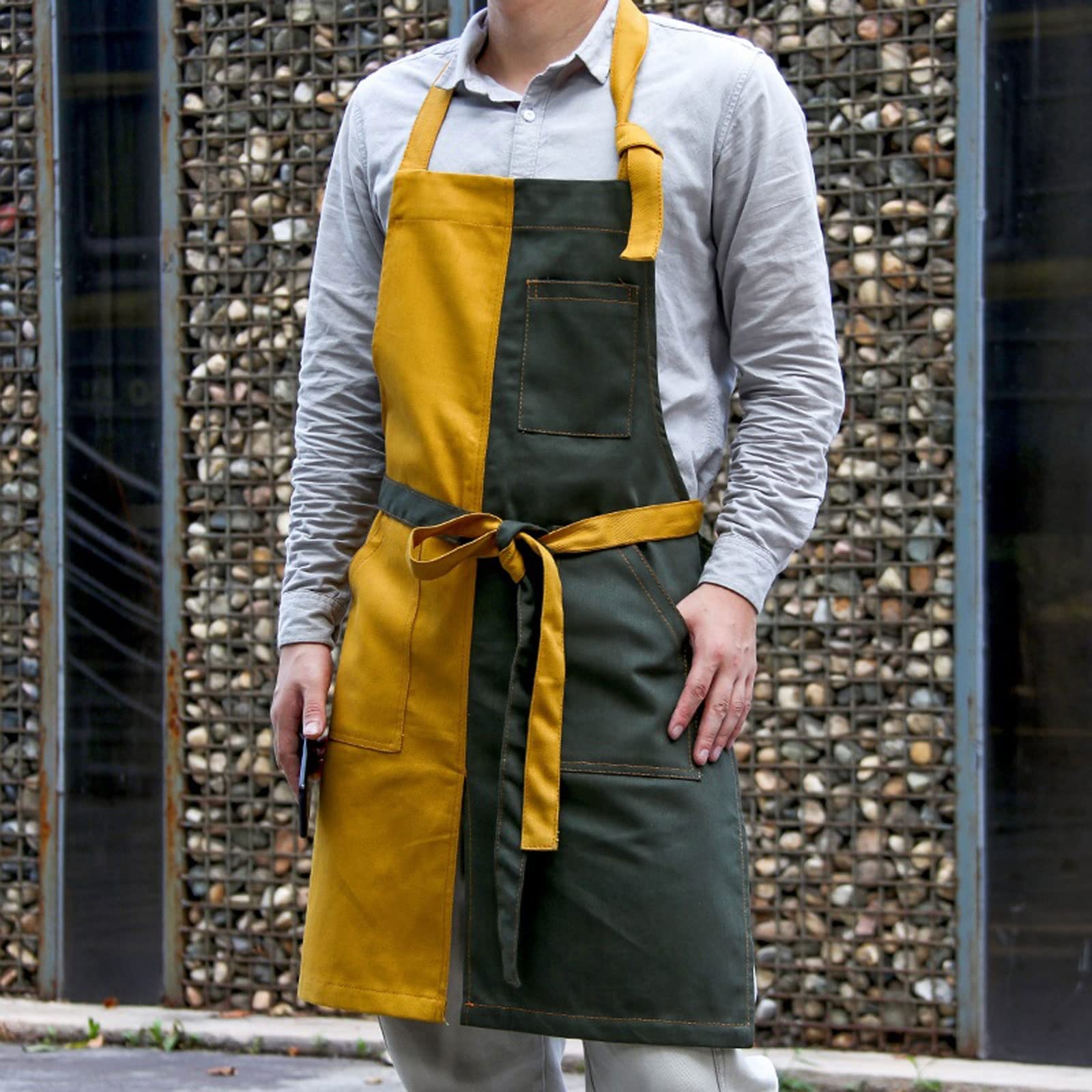 Delantal de chef, delantal unisex de mezclilla sin mangas, multicolor para trabajos culinarios, de belleza y manualidades
