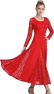 Elegant Lace Ballroom Dance Dress - Long Skirt, Modern Swing Dress, Competition Costume - Buy now