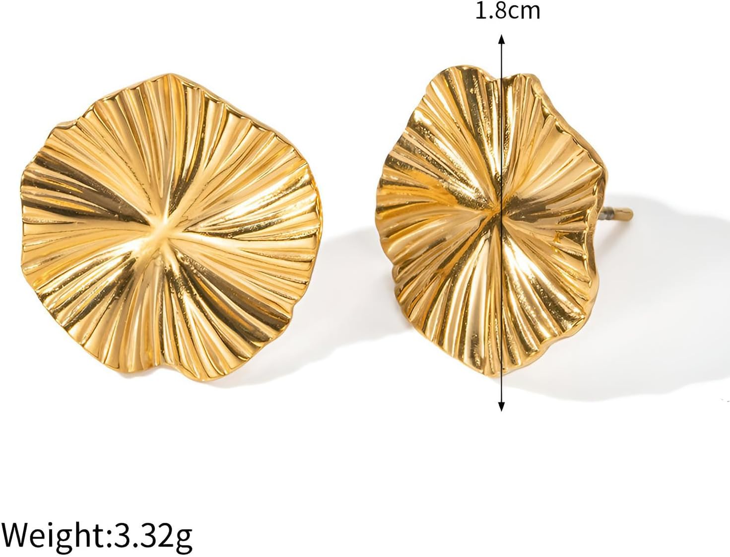 Chunky Golden Large Stud Earrings for Women Round Disc Stud Earrings Irregular Texture Earrings Trendy Vintage Jewelry - Image 6