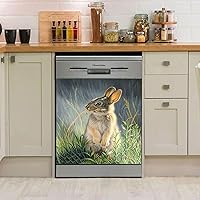 Vista 2 de Cubierta magnética del lavaplatos del conejo, linda cubierta decorativa del lavaplatos del conejo, etiqueta engomada de la liebre, etiqueta engomada