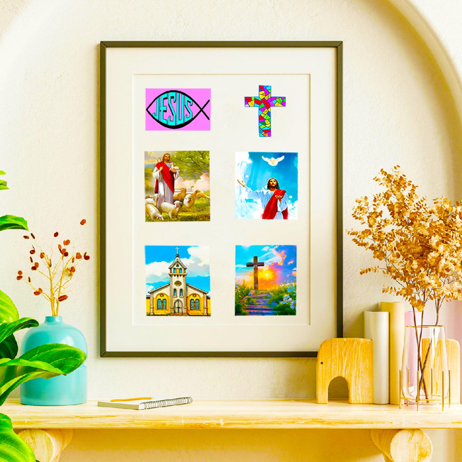 Adesivi con Gesù Cristiano, Bibbia Religiosa Fede Croce Adesivi Confezione Regalo per Adulti, Ragazzi e Bambini, 68 pezzi, Vinile Impermeabile Estetico Adesivi Gesù per Bottiglie D'acqua, Laptop,