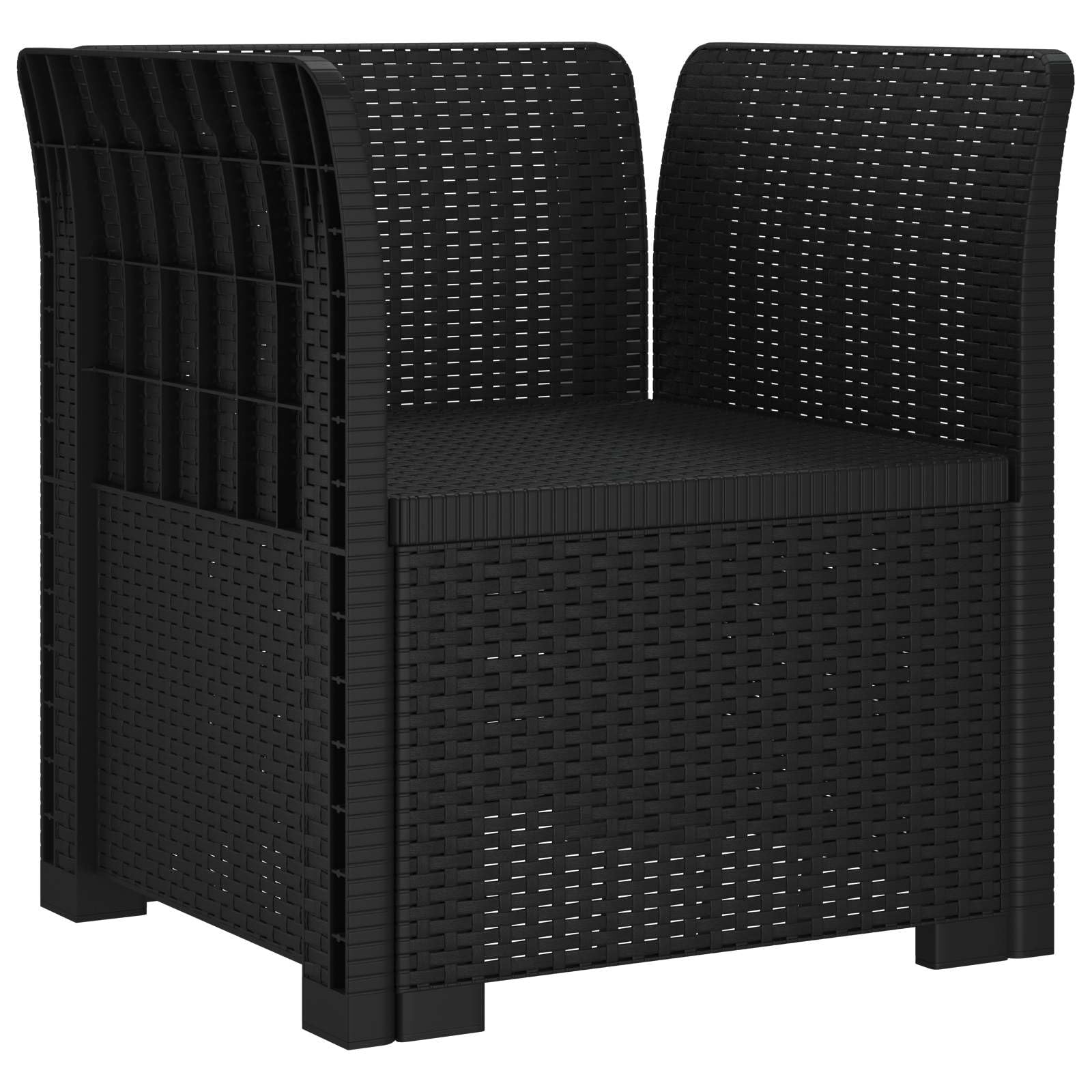 Sessel, 1-Sitzer, Rattan-Look, Polypropylen, Anthrazit | Langlebige Struktur, Kissen inklusive, für Garten, Balkon, Veranda, Montage erforderlich