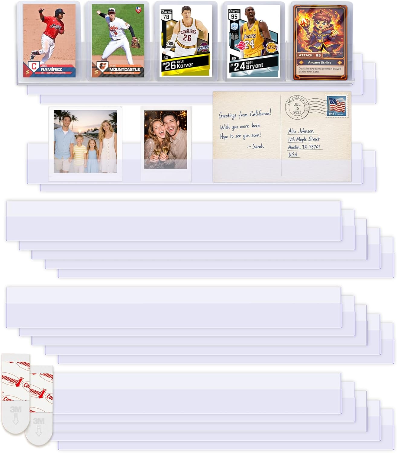 Tapeera 20-Pack PET Baseball Card Display Case - Hold Up to 120 Cards Wall Mount - Sleeved Card and Toploader Display - Sport Card Trading Card Display Rack - for Polaroid Instax Display