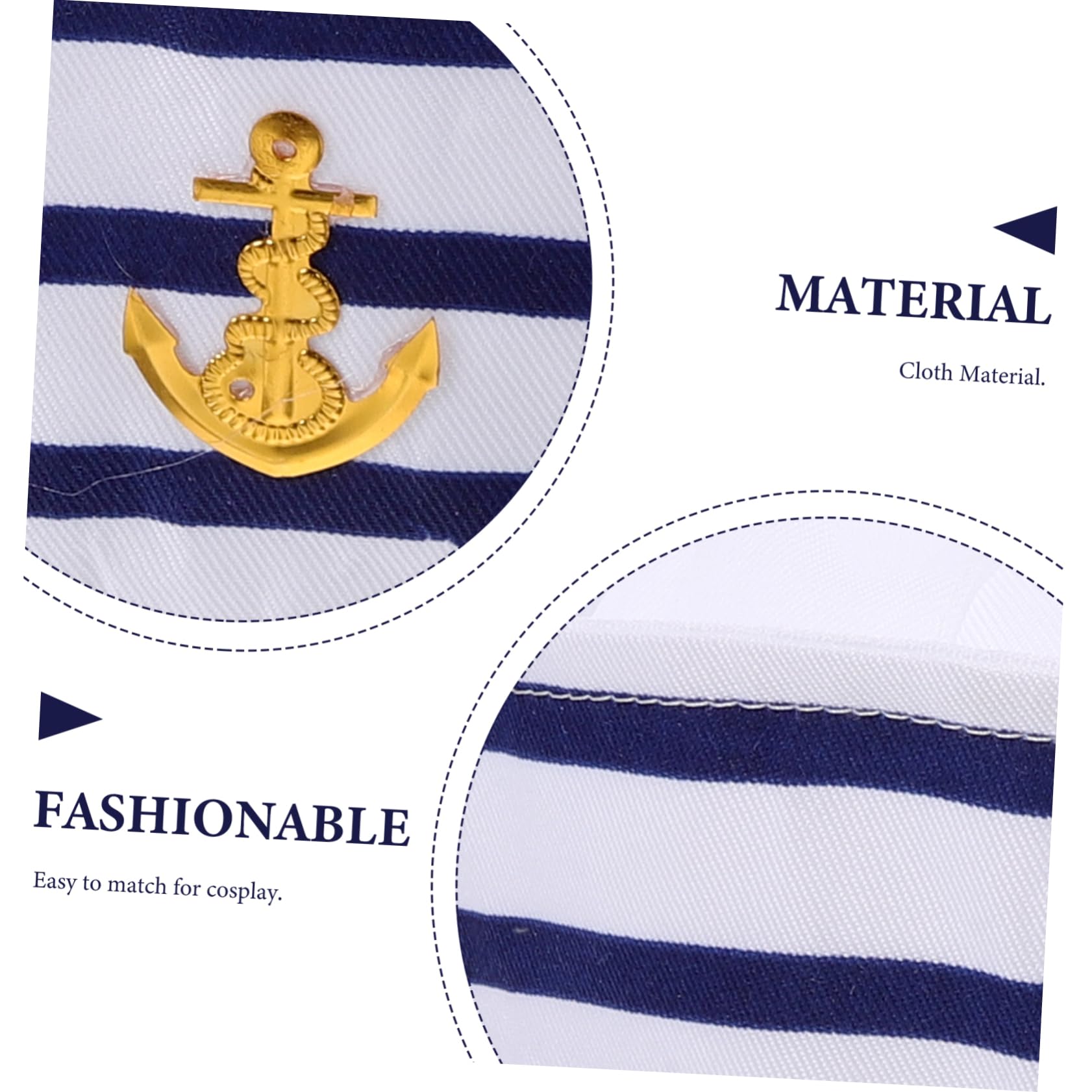 WRITWAA White Embroidered Navy Cap Children's Police Cap Captain's Hat 50-60cm Unisex Stage Performance Accessory Masquerade Hat