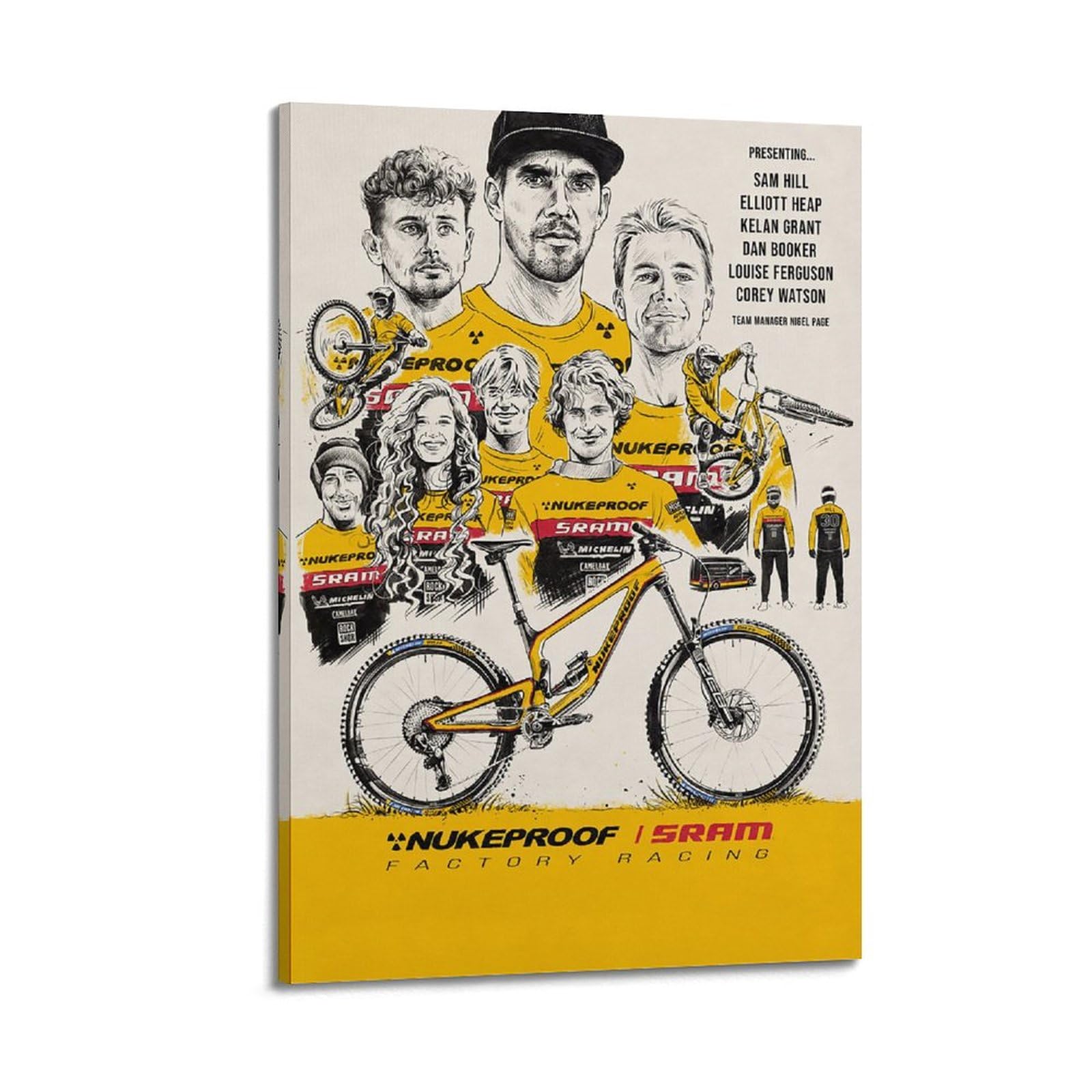 ECHUNBicycle Poster Nukeproof SRAM Factory Racing 2022 Decorative Canvas Wall & Art Picture Painting 24x36inch(60x90cm)