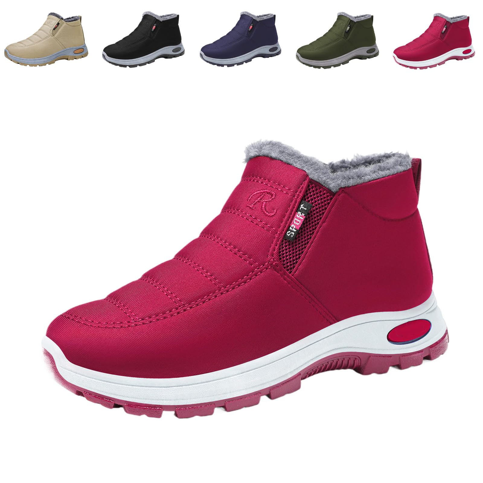 2026 New Womens Warm Sheepskin-Lined Boots Ladies Winter Snow Boots Lightweight Waterproof Fur Fuzzy Thermal Soft Booties