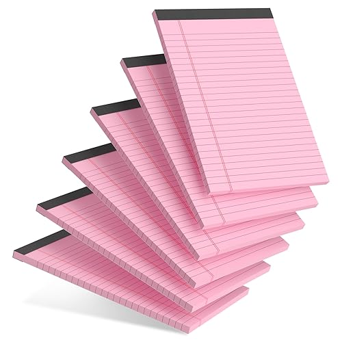 AILZFEI 6pcs Small Note Pad 5x8 College Ruled Pink Legal