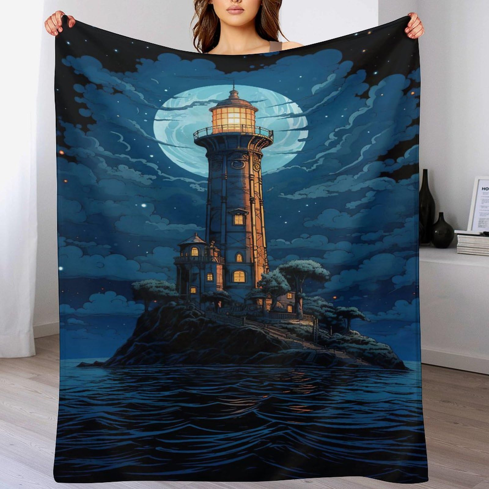 Couverture polaire douce flannel 150x200 couverture de canapé chaude phare
