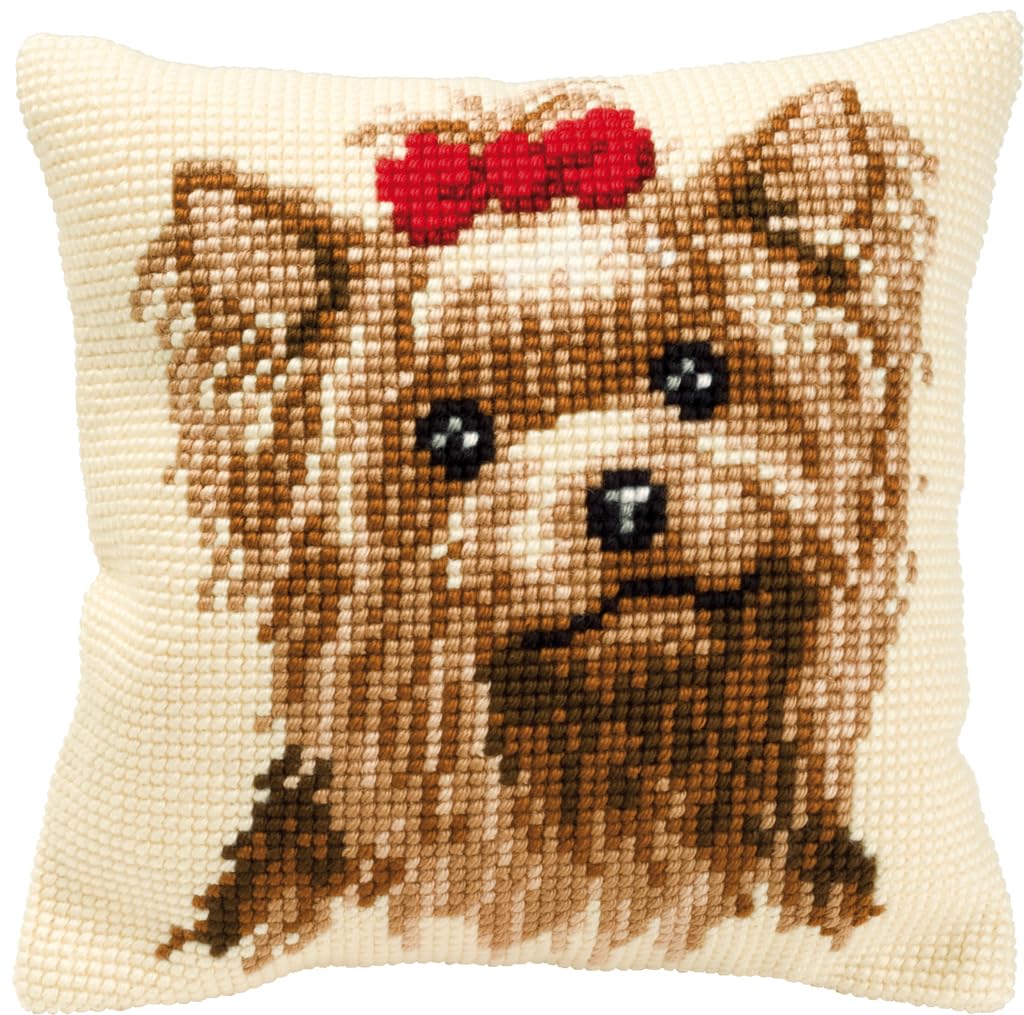Vervaco Yorkshire Terrier Cross Stitch Cushion, Multi-Colour