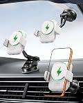INIU 3-in-1 Support magnétique sans fil de téléphone de voiture- Strong Clamp pour Bumpy Road avec ventilateur de refroidissement, HandsFree Qi2 Certifié 15W Mont de voiture à charge rapide pour MagSafe, pour iPhone 12-17 Series Barre de poignée