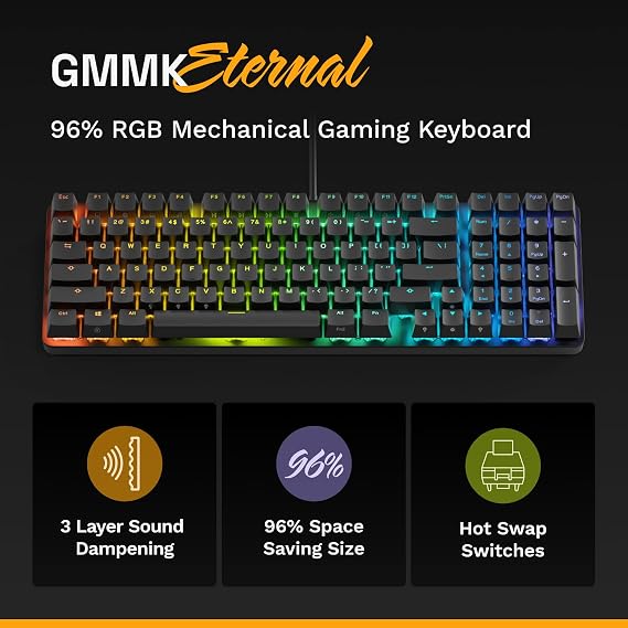 Glorious Gmmk エターナル 96% ホットスワップ メカニカル ゲーミングキーボード Rgb ブラック