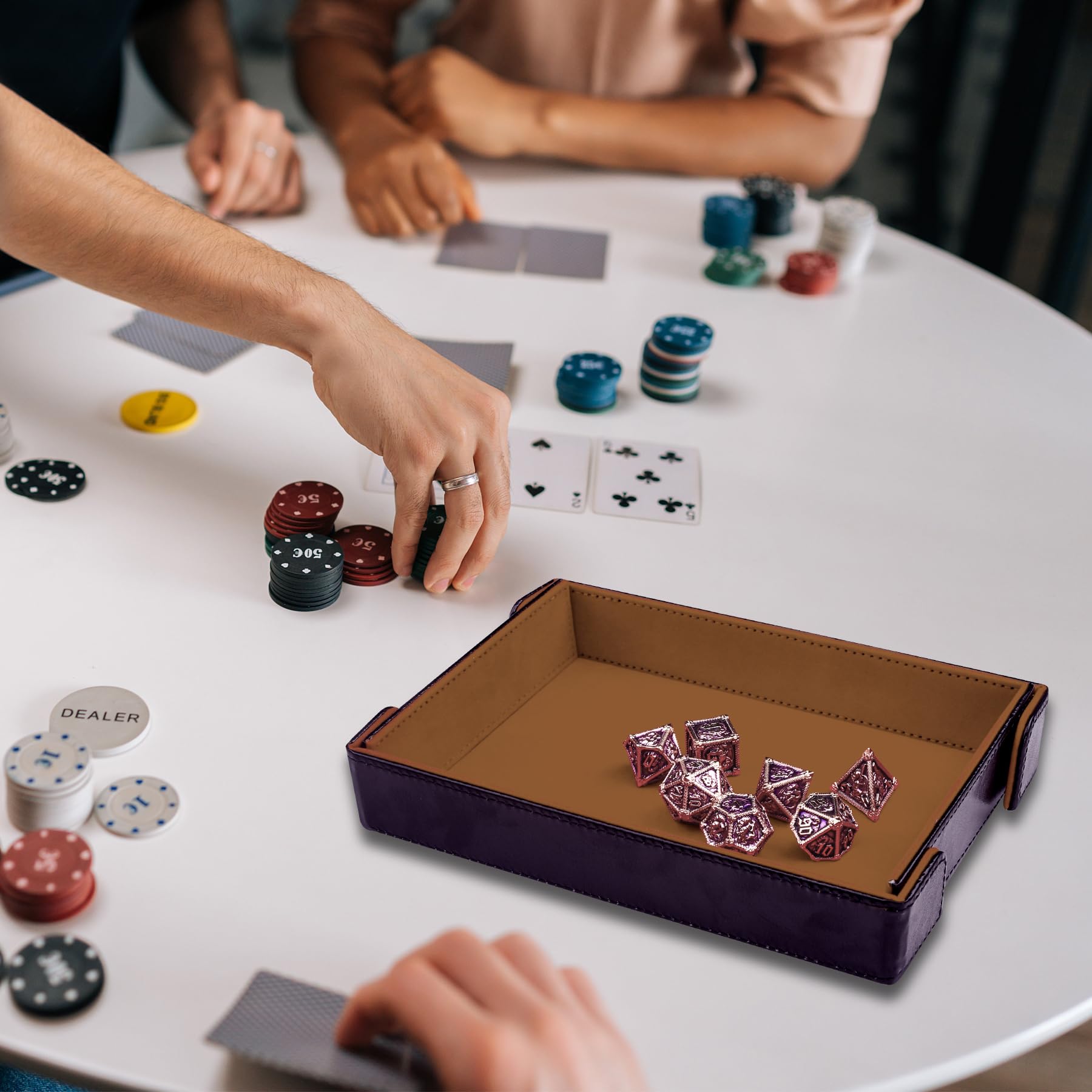 SIQUK Tablero de Dados Magnético Bandeja de Dados Rectangular Tablero de Dados Plegable Dice Tray para DND RPG, Camello