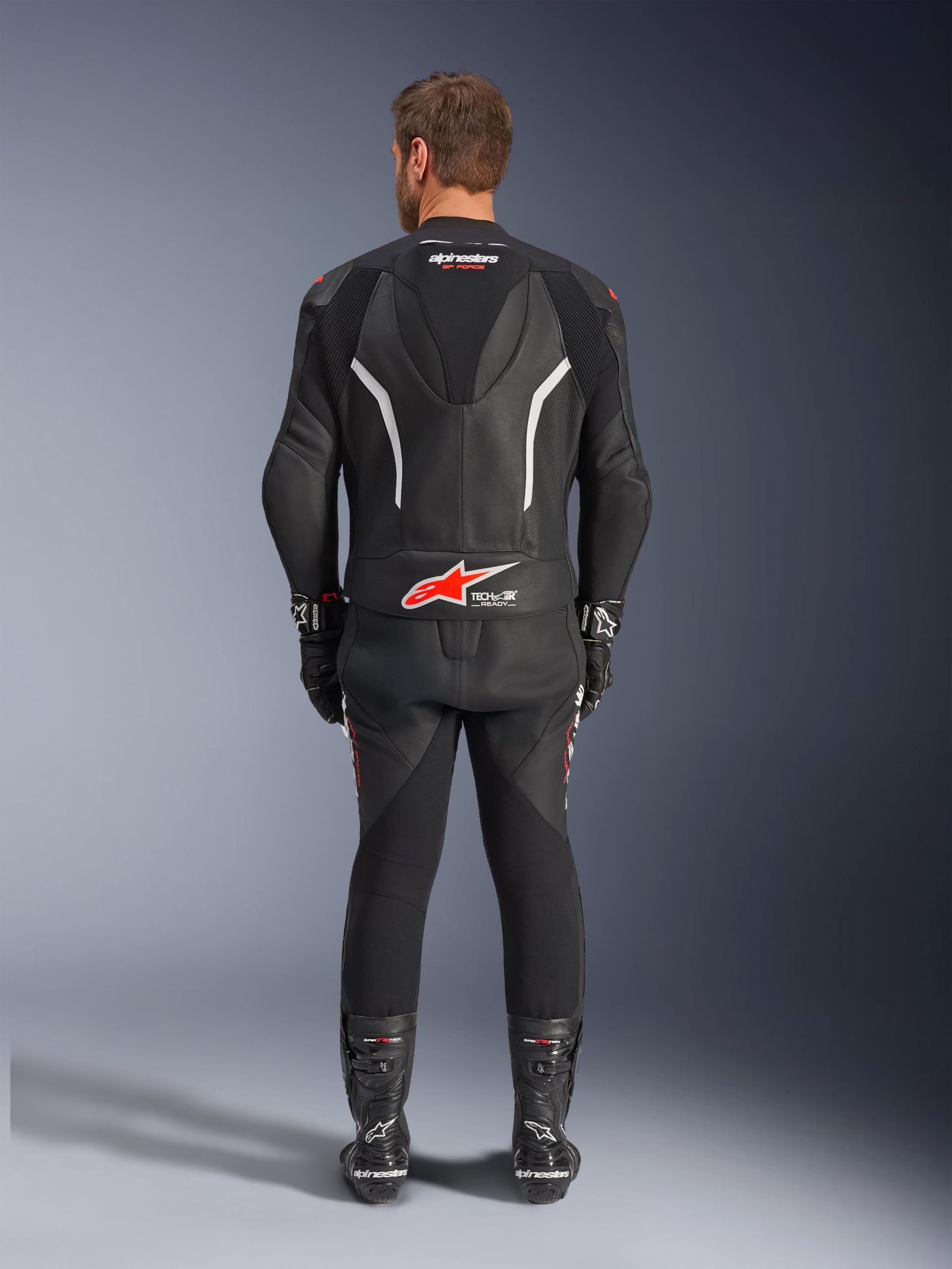 Alpinestars GP Force V2 2-Teiler Motorrad Lederkombi, schwarz/weiß/rot, 58 | Belüftet