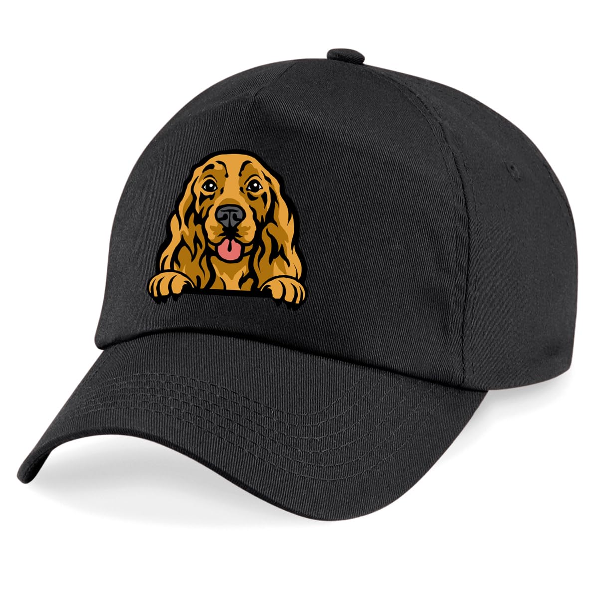 Apm Apparel Cocker Spaniel Dog Peeking Dog Unisex Baseball Cap (UK, Alpha, One Size, Black)