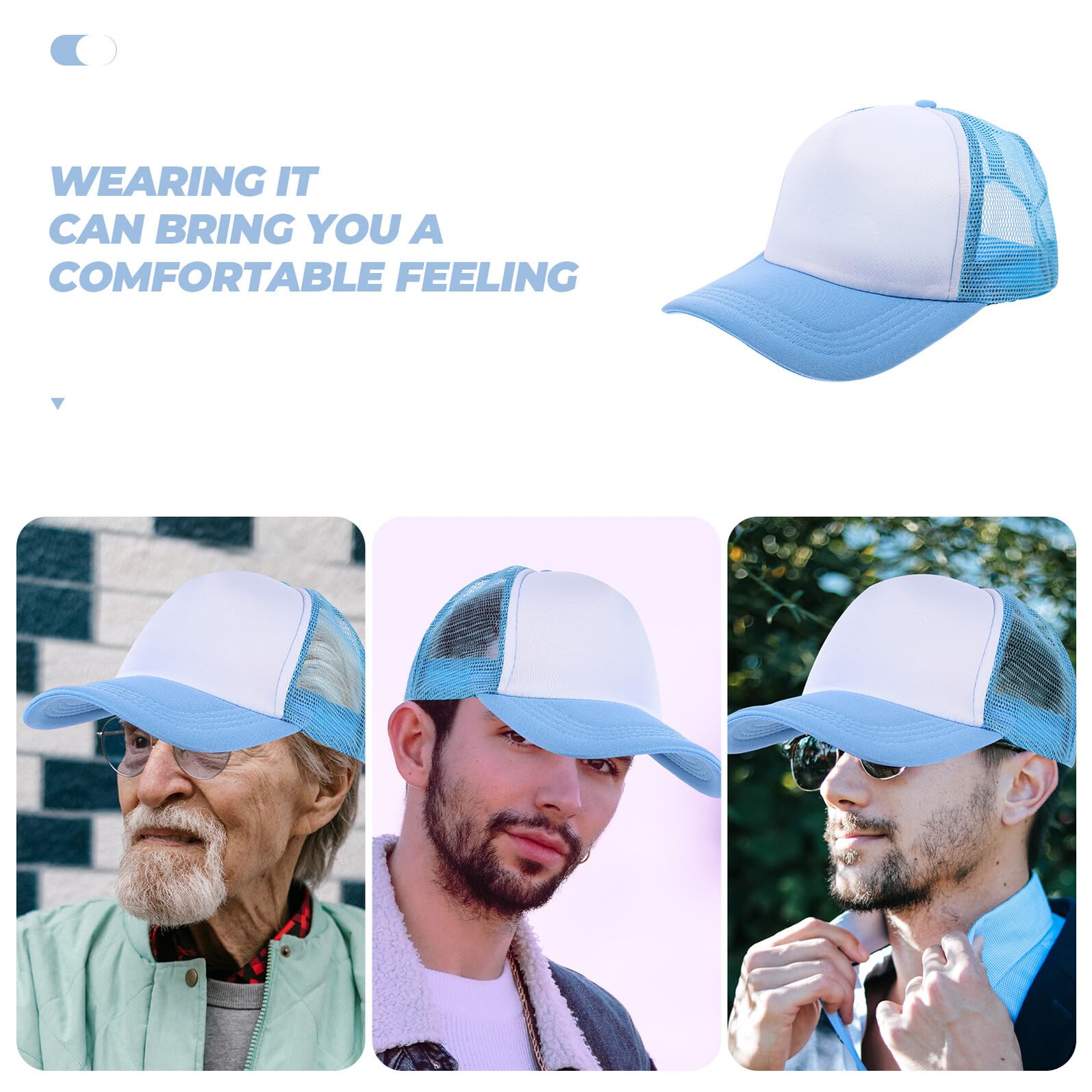 Healvian 10 Gorras de Béisbol de Malla en Blanco de Poliéster Ligeras para Sublimación 10 Piezas Diseño Simple para Manualidades y Actividades al Aire Libre