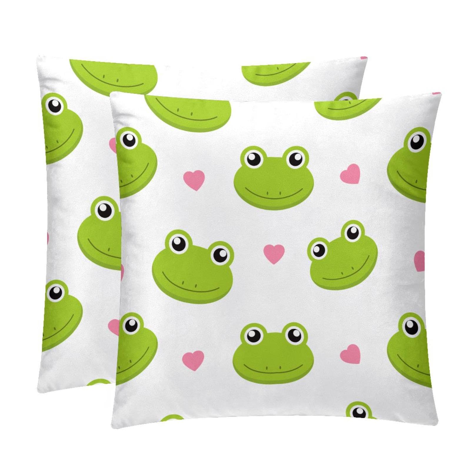 TDGKPZ Cute Frogs Throw Pillow Covers 2 Pack Pillowcases Soft Cozy Pillow Cases For Couch Bed Sofa 50x50cm