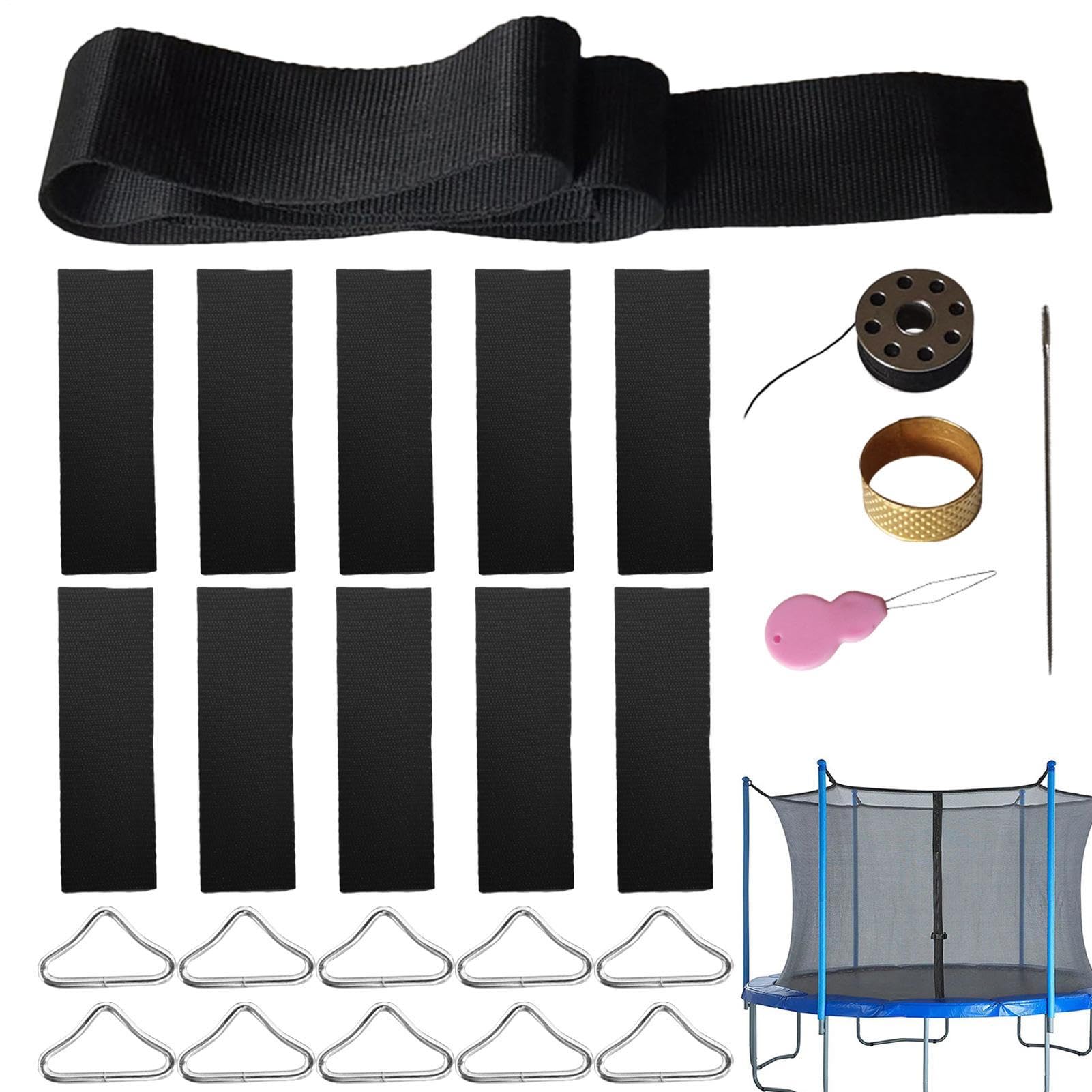 Trampoline Repair Kit | Replacement Triangular Ring Buckle Patch Repair Kit, Heavy Duty and Complete Trampoline Mat, Triangular Loop Repair Kit, Accesso