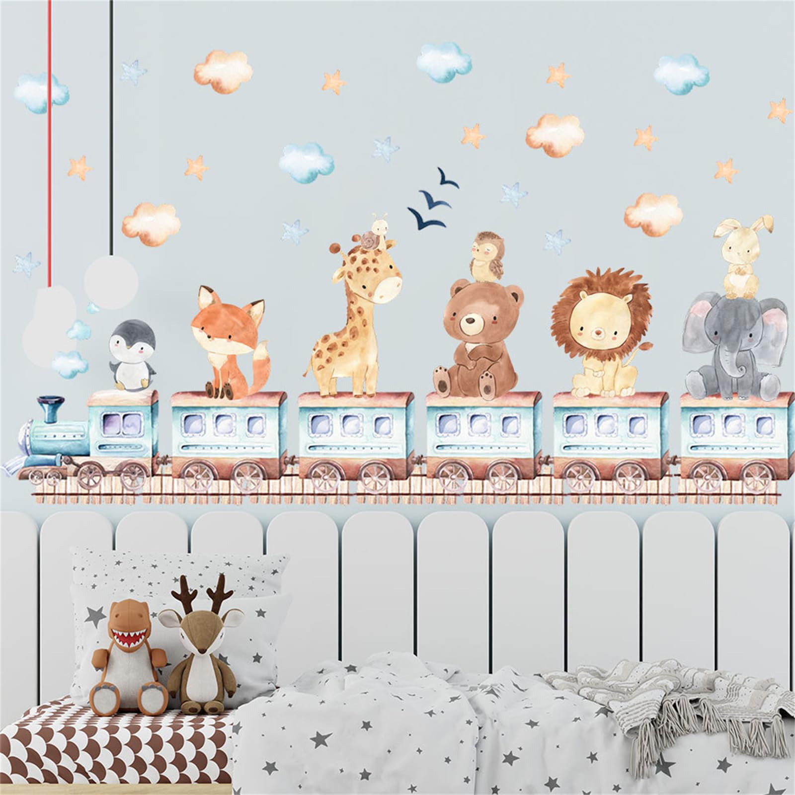 Stickers muraux éléphant lion girafe pour dissimuler les imperfections d'un mur de garderie