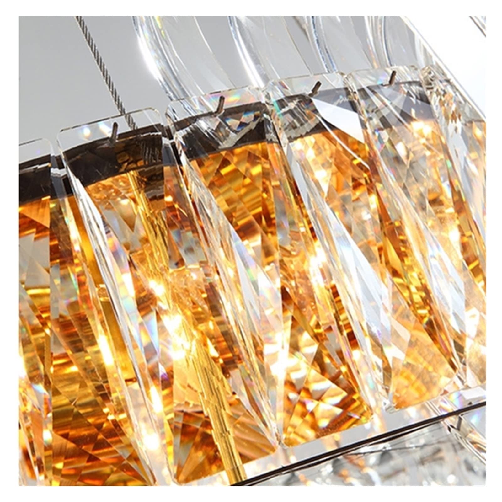 Genérico Lámparas de araña, Candelabros de Cristal Led Redondo de Acero Inoxidable araña de Cristal for Estudio Sala de Estar Dormitorio lámpara Colgante Ovalada Accesorios de iluminación