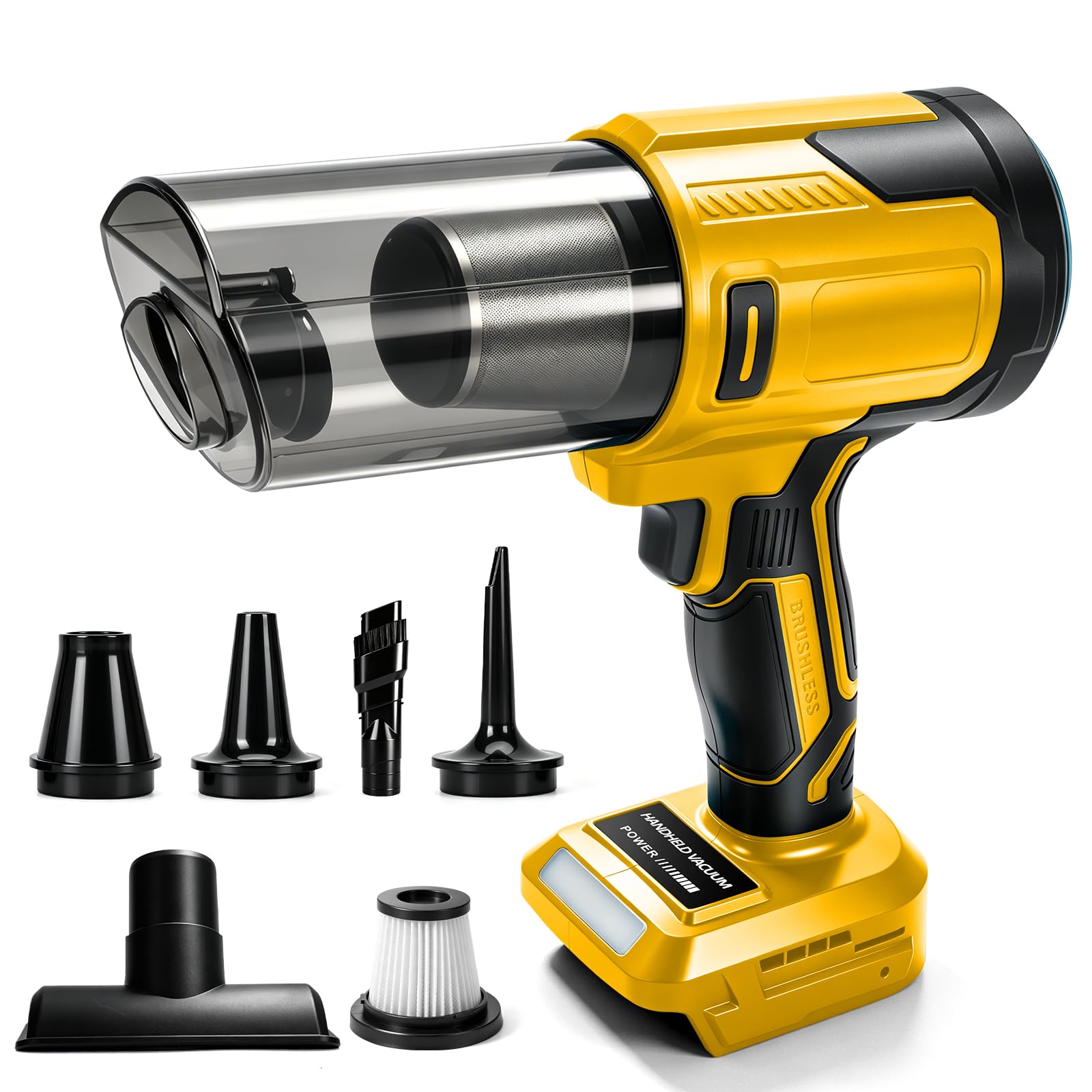 WingFly Aspiradora de mano inalámbrica compatible con batería Dewalt de 18 V, 20 V | 10KPa Mini Aspiradora Inalámbrica, Aspiradora de Coche Portátil para Coche, Hogar y Mascotas