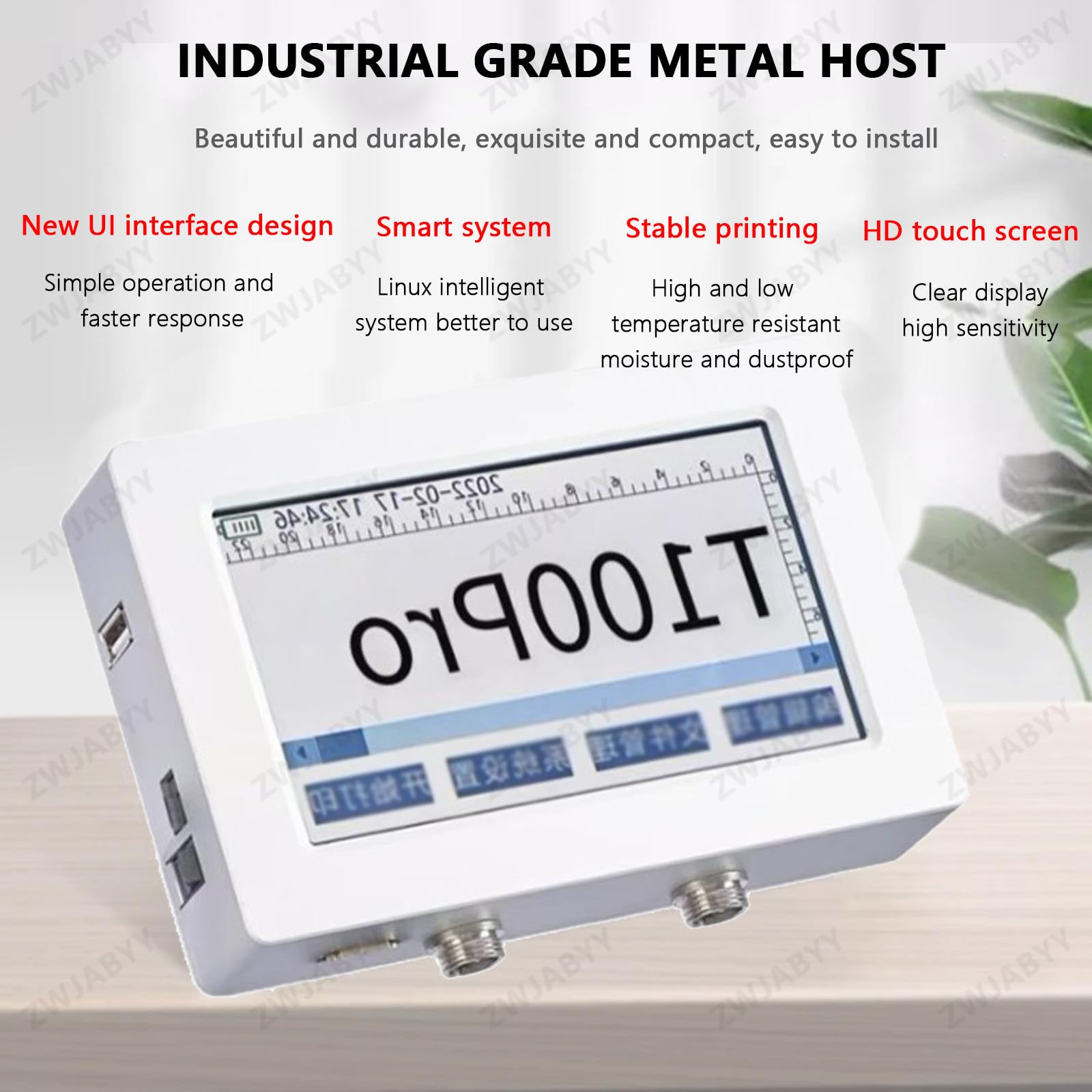 Industrieller Tintenstrahldrucker, Inline-Tintenstrahl-Coder 12,7 mm/25,4 mm, Druckhöhe 2–5 mm, schnell trocknende Tinte für Text, QR-Code, Barcode, Chargennummer, Etikett, Bild, Datumsdrucker