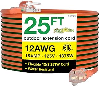 Go Green Power Inc. (GG-14025) 12/3 SJTW Outdoor Extension Cord, Lighted End, 25 ft