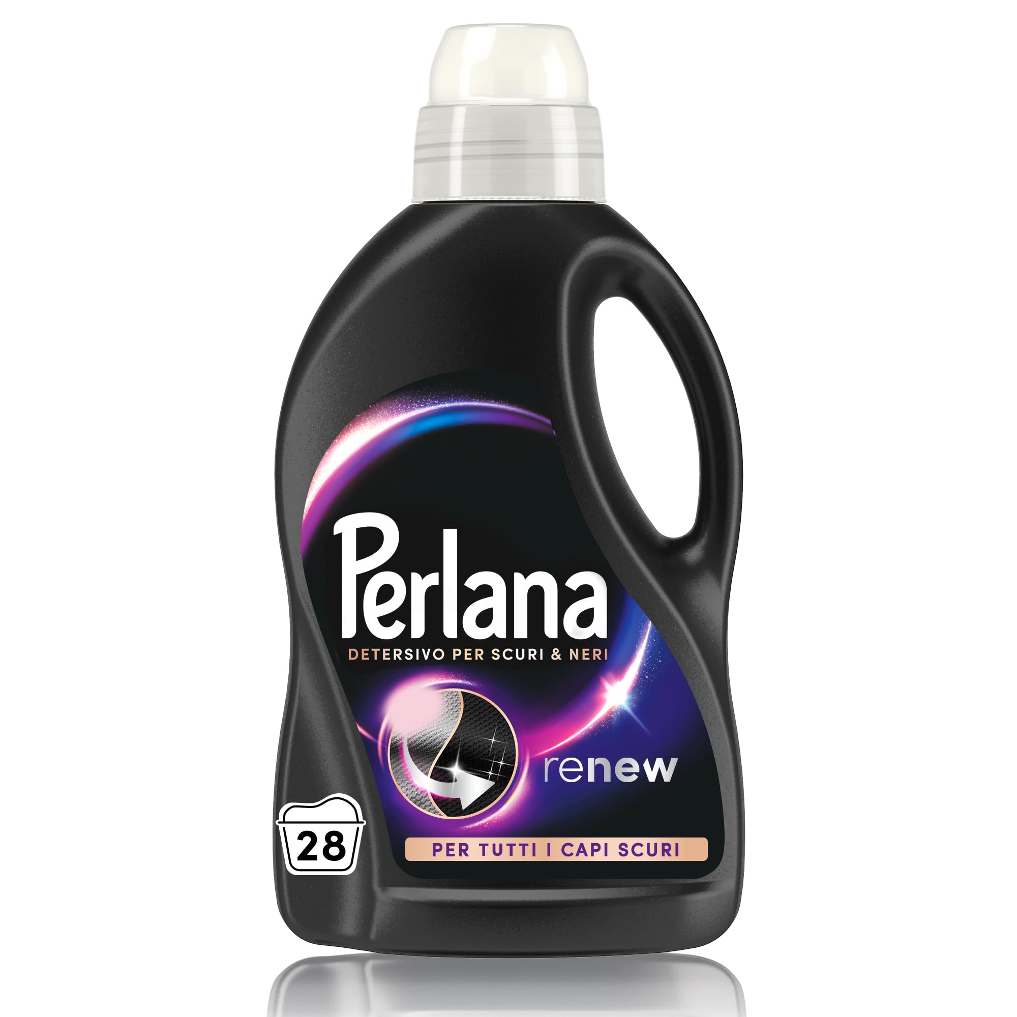 Perlana Detersivo Scuri e Neri (8 confezioni da 28 lavaggi), Detersivo lavatrice liquido per tutti i capi scuri, Detersivo capi neri per fibre rinnovate