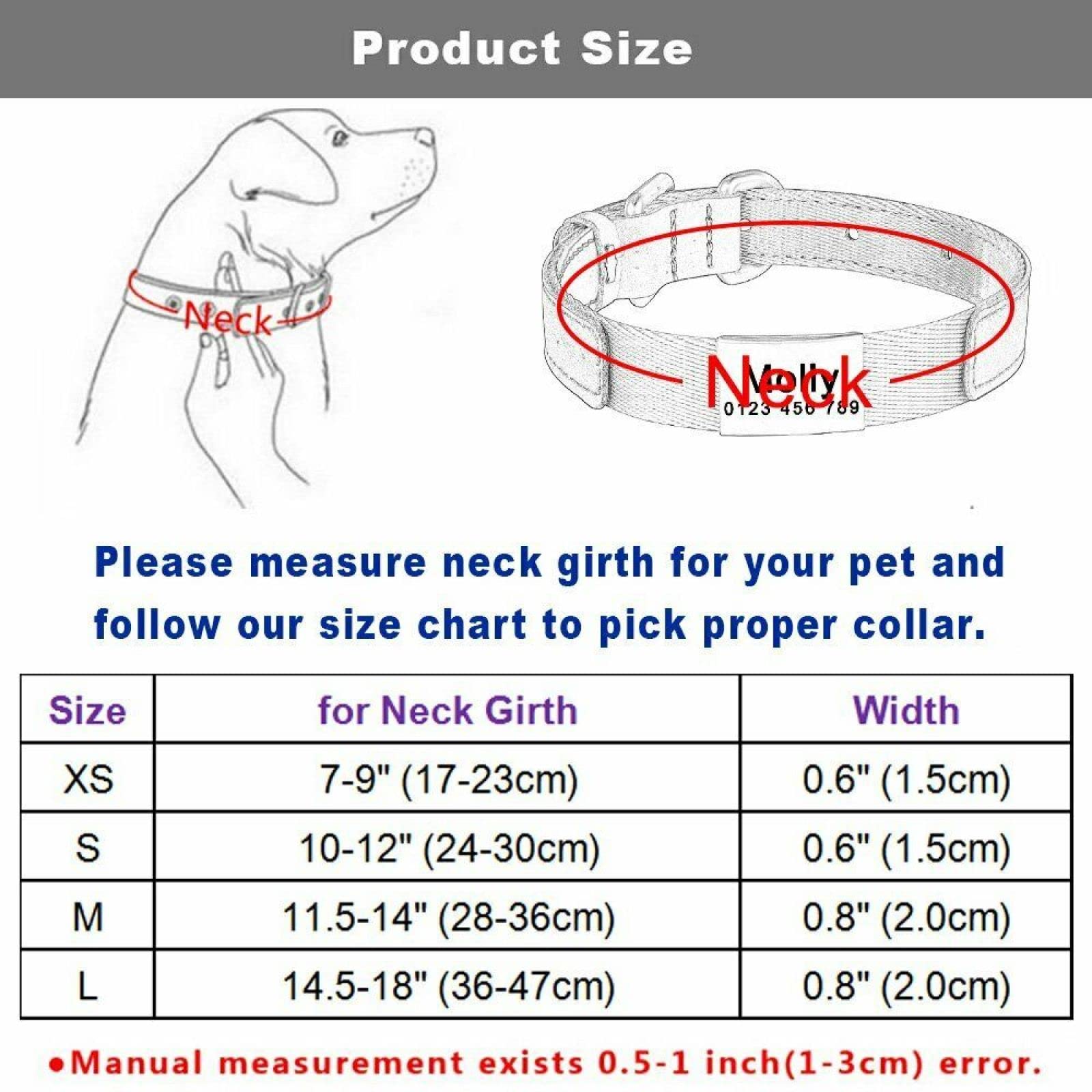 Hundehalsband Einstellbare Nylon Personalisierte Gravierte Name Tag Hund Id Halsband Mit Leder Schicht Gepolstert, Rot, Xs 17-23Cm/Rot/L 36-47Cm