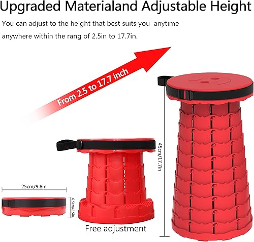 Miniatura 2 de ALEVMOOM Taburete plegable retráctil mejorado, taburete de campamento, taburete telescópico plegable para adultos, ligero pero más resistente,