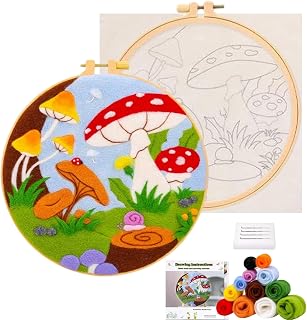 Hilsayum Mushroom Pattern Needle Felt Painting Kit,Felt Kits for Adults,Needle Felting Kits, Wool Felt Painting Wool Felting Picture Kit Beginner (Mushroom C)