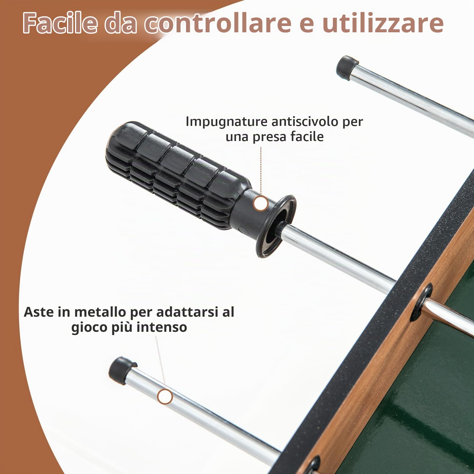 GYMAX Calcio Balilla Pieghevole in Legno, Calcetto da Tavolo con Supporto e 6 Aste, 2 Palloni e 18 Portieri e Segnapunti, per Bambini e Adulti, 69 x 60 x 71 cm