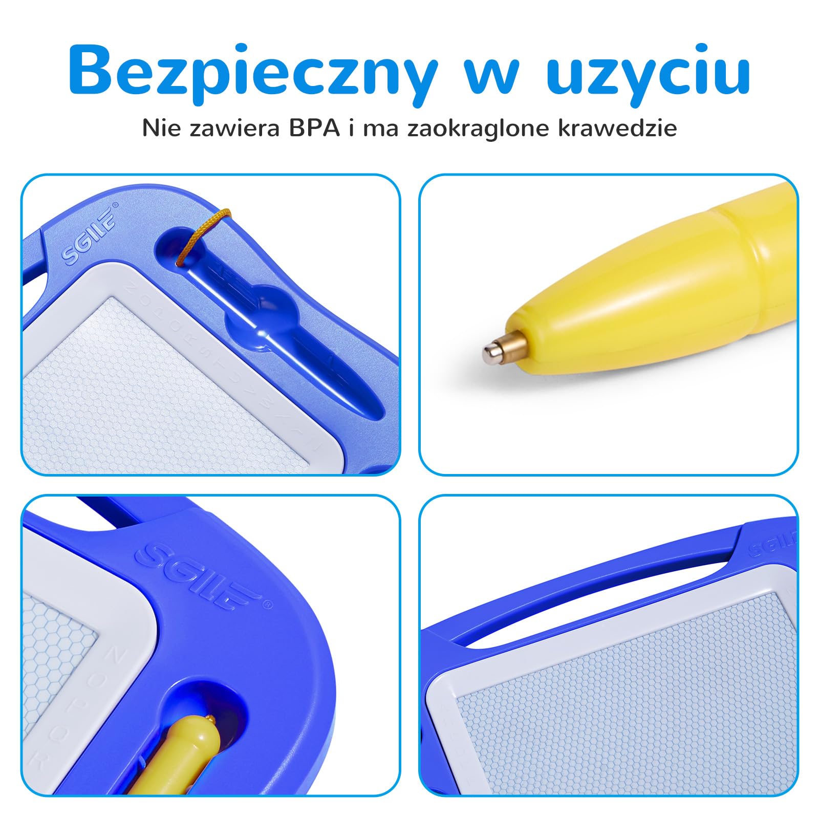 SGILE Magiczna tablica do malowania dla Dzieci, Kolorowa ścieralna Tablica Doodle z Magnetycznym Piórem, Malarska Podkładka do Szkicowania z Trzema Pieczątkami, Zabawka Podróźna, Niebieska