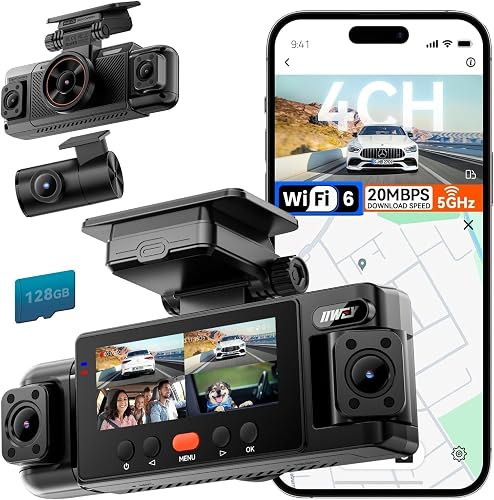 IIWEY N6 360° Dash Cam 4 Channel, Free 128GB Card, 8 IR Lights Night Vision