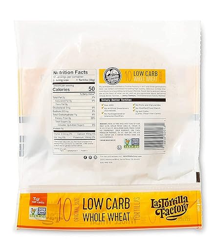 Miniatura 4 de Tortillas La Tortilla Factory de trigo integral bajas en carbohidratos de 7 pulgadas (tamaño regular) paquete de 2