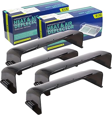DGQ Unbreakable Air Deflector 8 to 12 Black Adjustable Heat and Air Vent Deflector Magnetic for Floor Registers, Vents, Sidewall, and Ceiling Registers Pack of 4