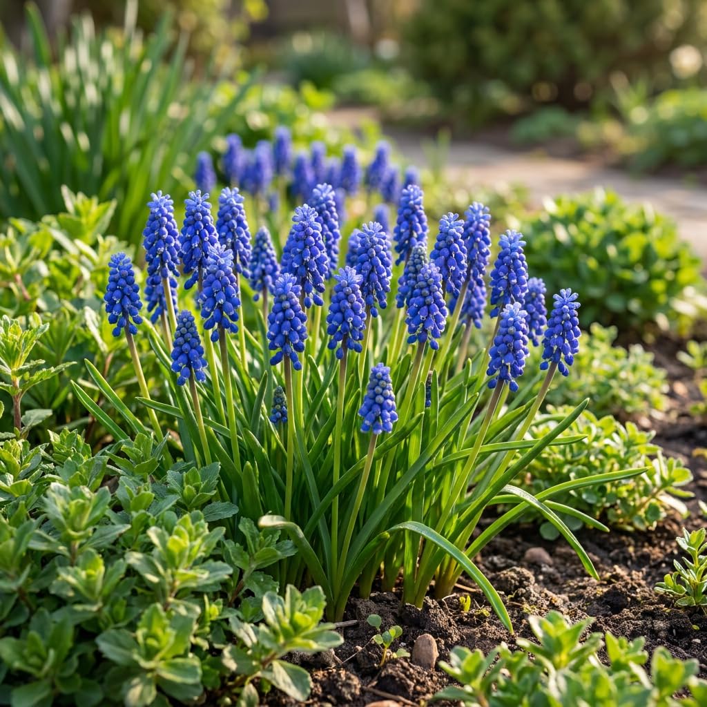 Green boutiQ - 200x Muscari Armeniacum - Jacinthe à grappes d'Arménie - Bleu - Bulbe naturalisant - Calibre 8/9