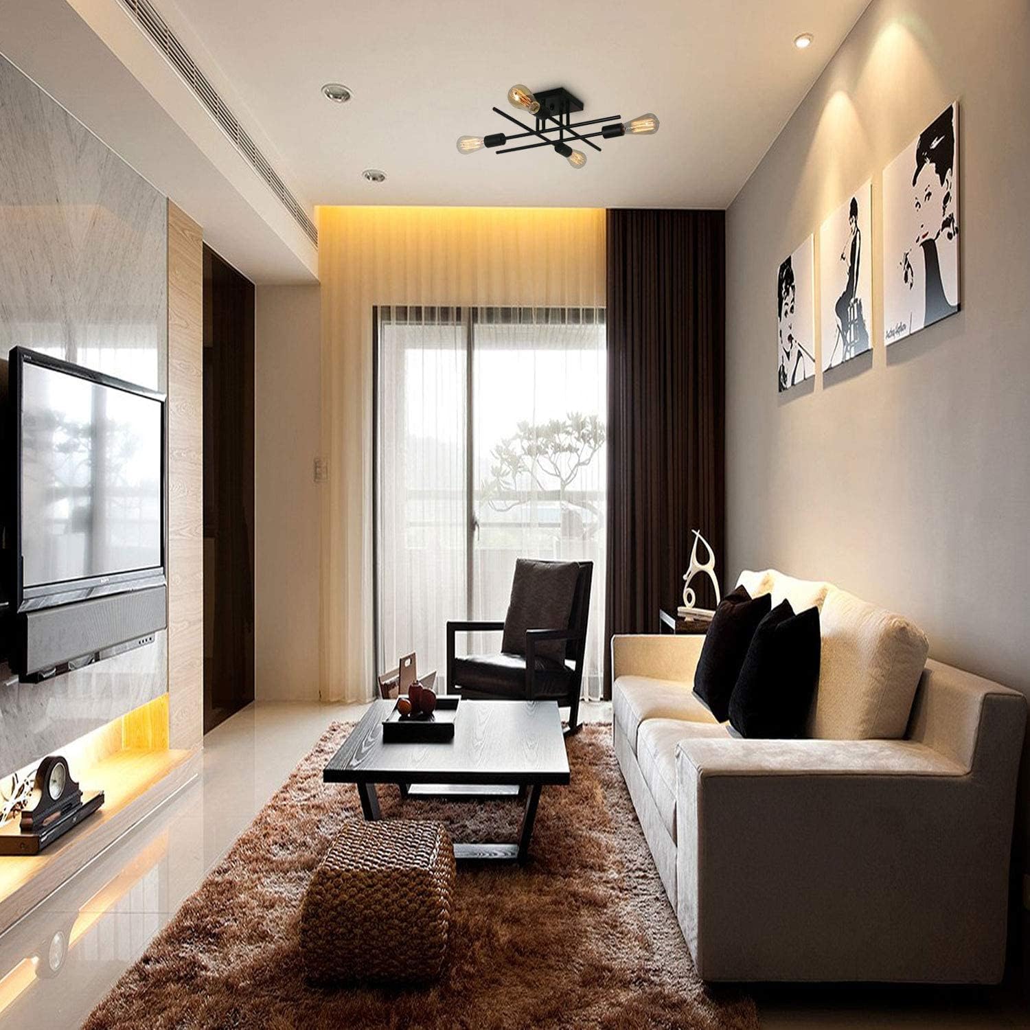 Amаzіng 🔥 Farmhouse Bedroom Semi Flush Mount Ceiling Light Unitary Brand Rustic Black Metal Sputnik Hallway Ceiling Light Fixture with 4 E26 Bulb Sockets Entryway Flush Mount Light Kitchen Light Fixture Buу 1 gеt 1 Farmhouse Bedroom Semi Flush Mount Ceiling Light Unitary Brand Rustic Black Metal Sputnik Hallway Ceiling Light Fixture with 4 E26 Bulb Sockets Entryway Flush Mount Light Kitchen Light Fixture