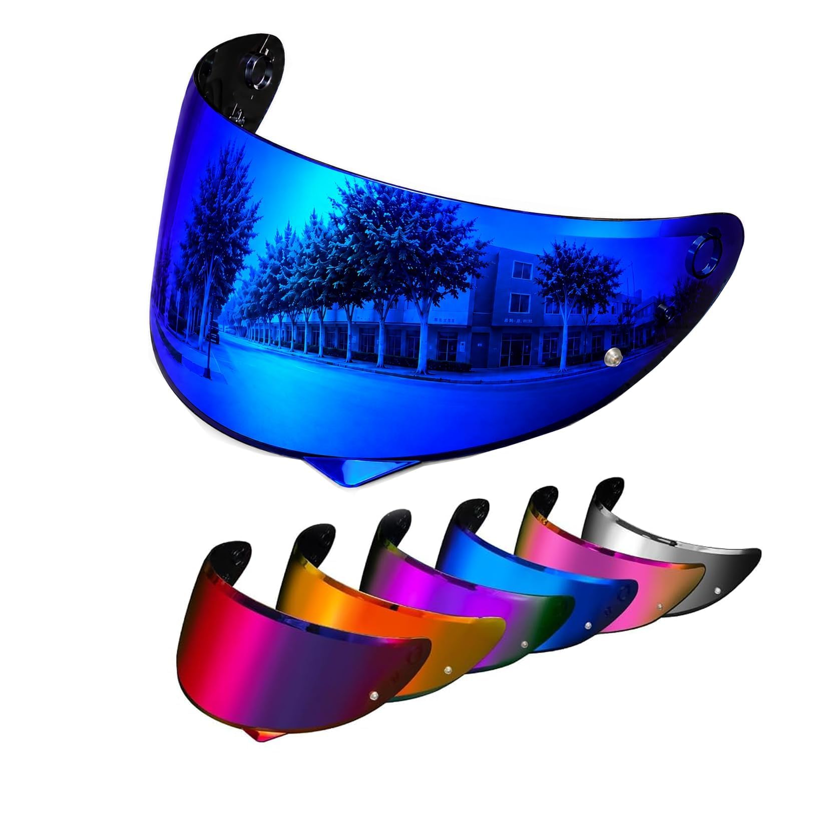 PSLER Shatterproof Motorcycle Helmet Visor for HJ-34P C10,Deep Blue