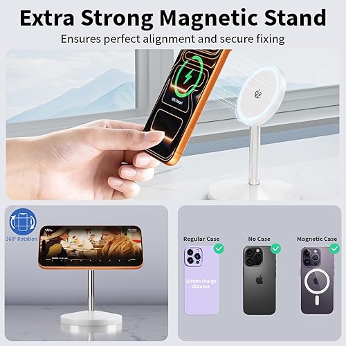 Miniatura 4 de Cargador inalámbrico magnético para iPhone, con certificación Qi2, cargador Mag-Safe de 25 W, soporte de carga rápida de 35 W, adaptador USB C de 6