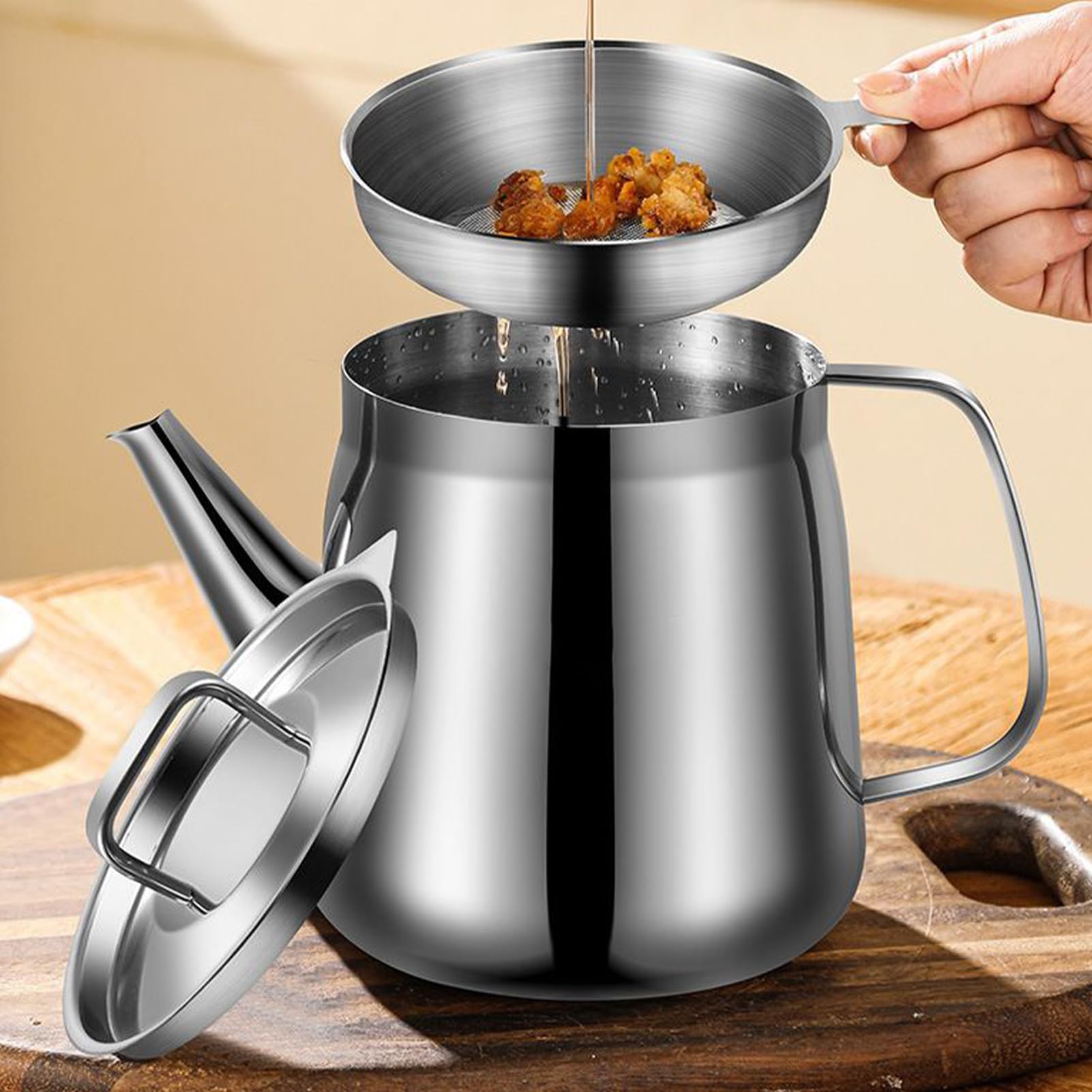 Récipient de stockage d'huile de cuisson divisé – Réservoir de graisse, réservoir culinaire pour tâches de cuisine, boîte de cuisine avec base antidérapante, équipement de salle à manger, support de