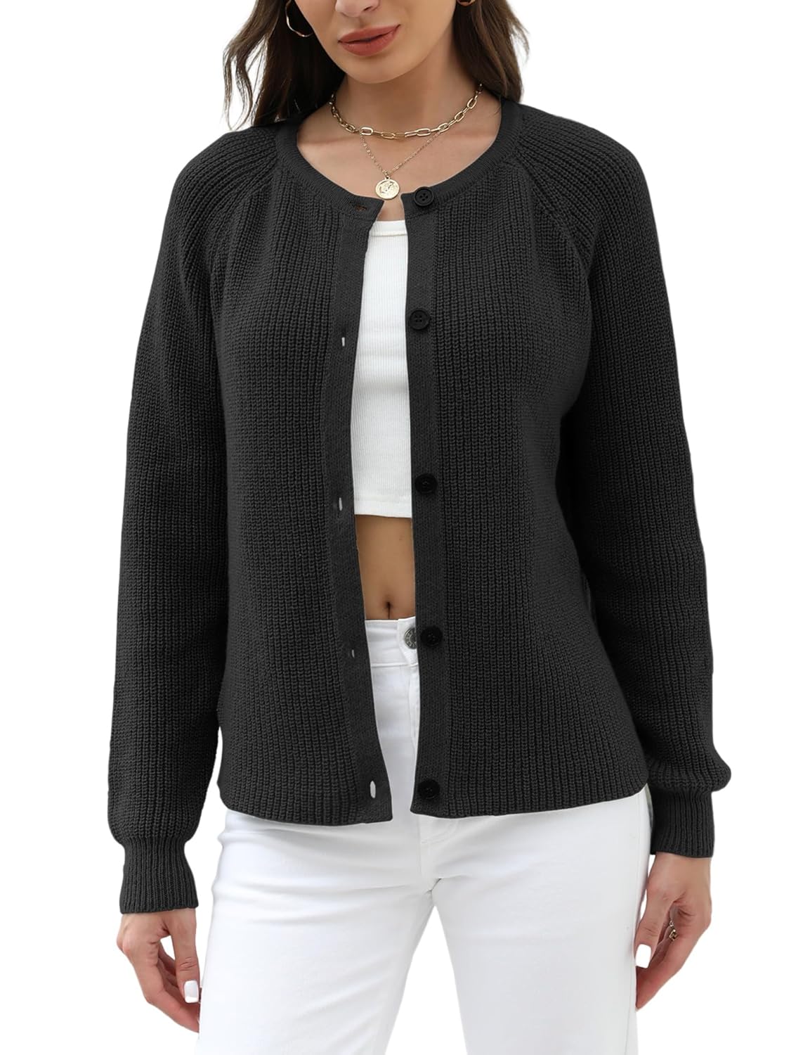 ZAFUL Womens 2025 Spring Fall Cropped Cardigan Lightweight Long Sleeve Knit Outerwear Daily Office Wear Trendy Y2K Crop