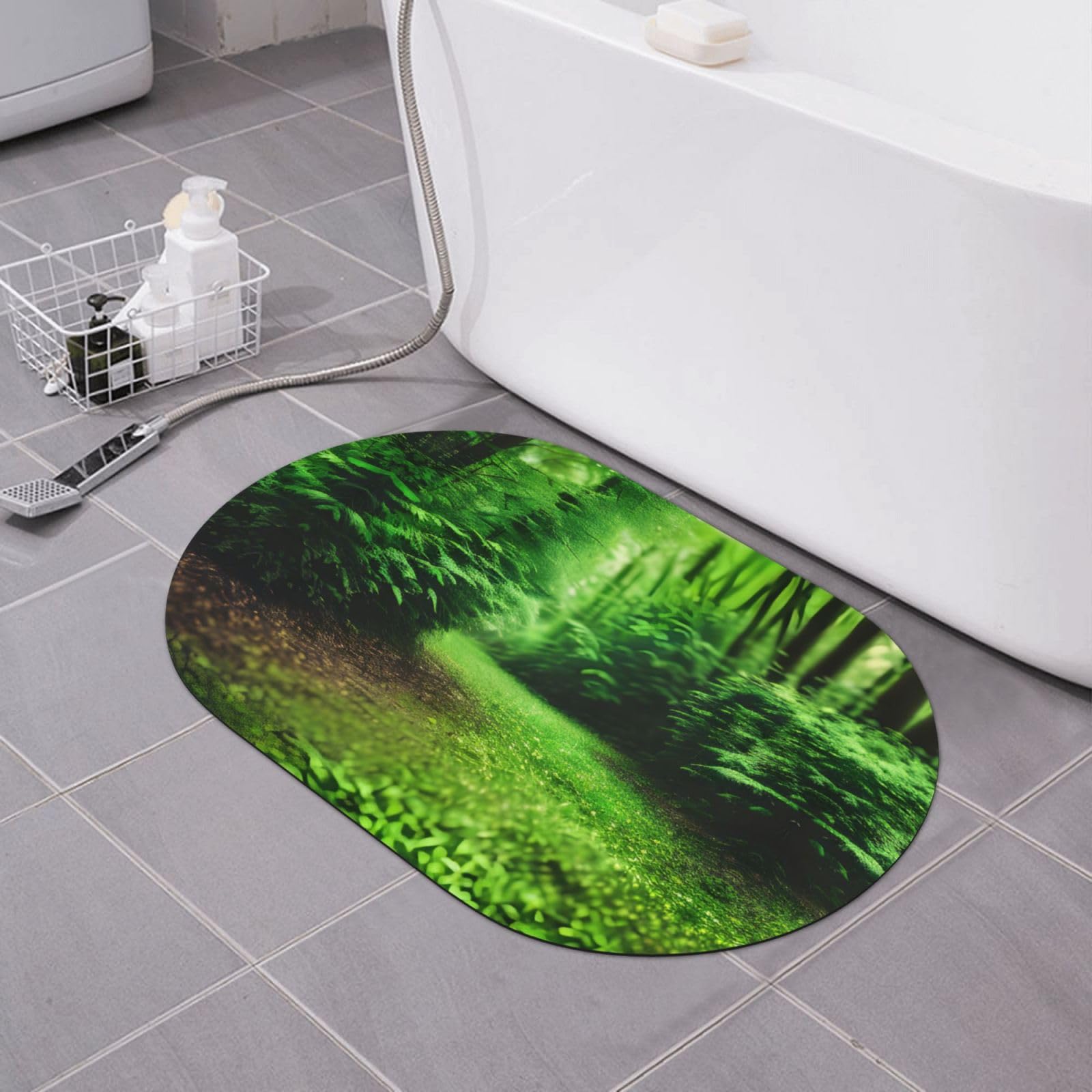 Tapis de bain en diatomite Green Nature gris absorbant 60x40cm